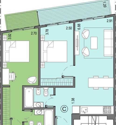 Departamento · 40m² · 2 Ambientes