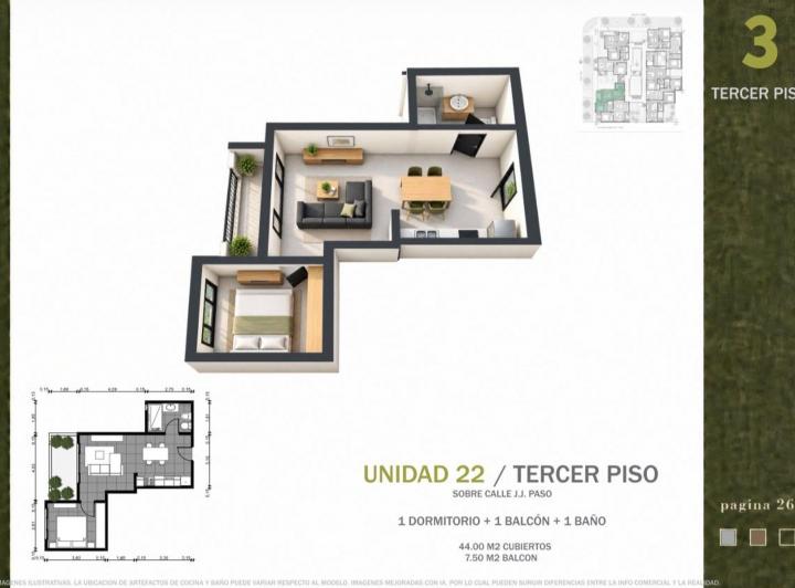 Departamento · 44m² · 2 Ambientes