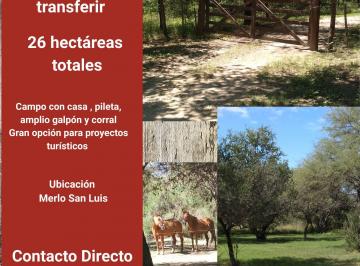 Terreno de 7 ambientes, Villa Merlo · Campo con Mejoras a La Venta