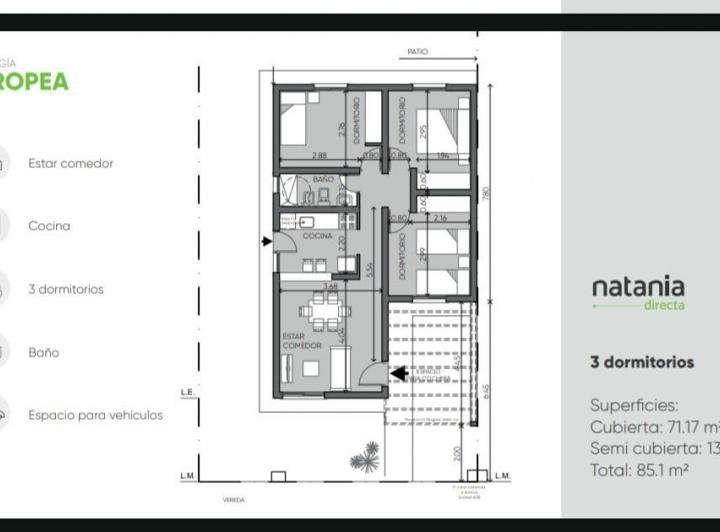 Casa · 71m² · 3 Dormitorios