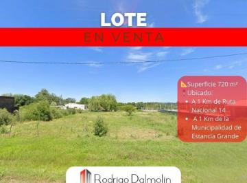 Terreno · 720m² · 1 Ambiente · Terreno en Venta – Estancia Grande, Concordia, Er