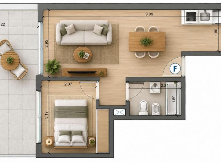 Departamento · 40m² · 2 Ambientes