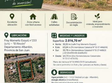 Terreno , El Rincón · Venta de Terreno en Albardon