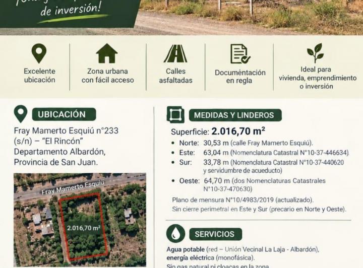 Terreno · 2016m²