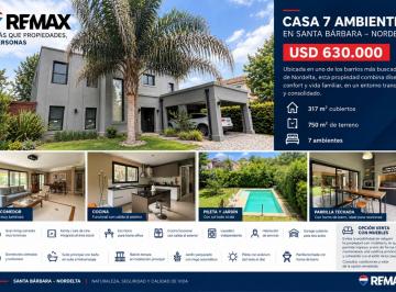 Casa · 277m² · 7 Ambientes · 2 Cocheras · Casa Venta en Santa Barbara Nordelta 7 Ambientes