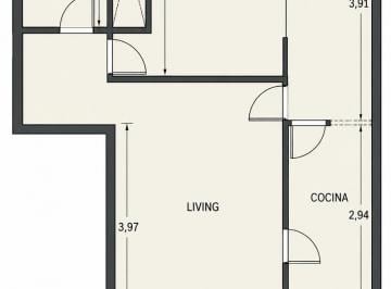 Departamento · 39m² · 2 Ambientes · Alquiler 2 Ambientes /ubicación/patio/cómoda Cocina