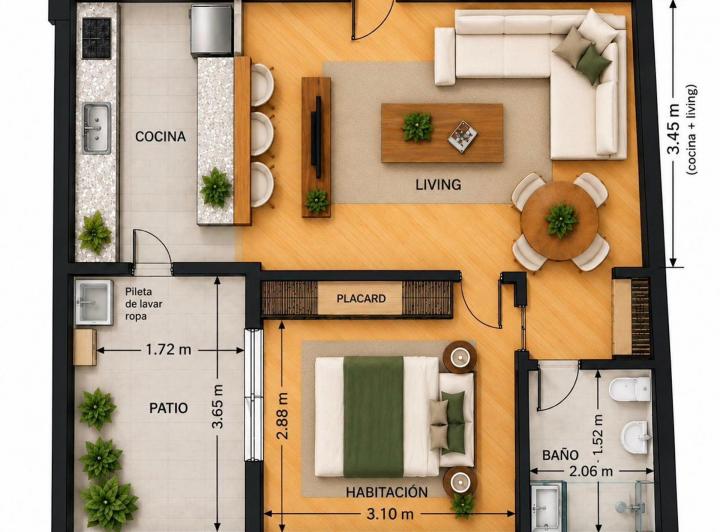 Departamento · 45m² · 2 Ambientes