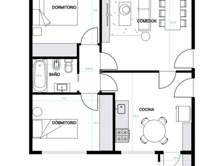 Departamento · 57m² · 3 Ambientes