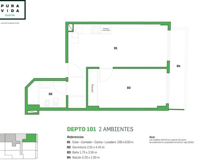 Departamento · 42m² · 2 Ambientes