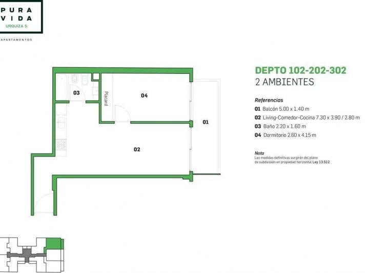 Departamento · 46m² · 2 Ambientes