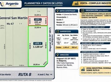 Bodega-Galpón · 950m² · 1 Ambiente · Venta Importante Complejo Industrial – Zona Ind. Dominante