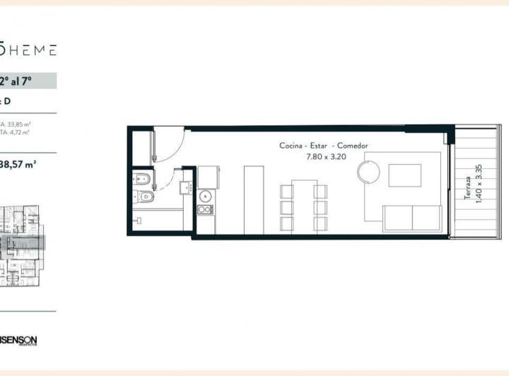 Departamento · 33m² · 1 Ambiente