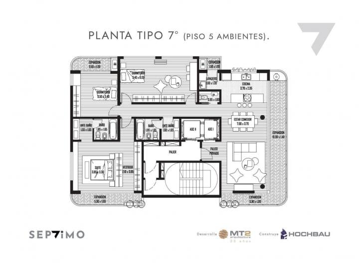 Departamento · 130m² · 5 Ambientes · 2 Cocheras